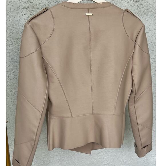 Guess Cream Tan Vegan Leather Biker Jacket – Size Medium w Flaws - Picture 8 of 14